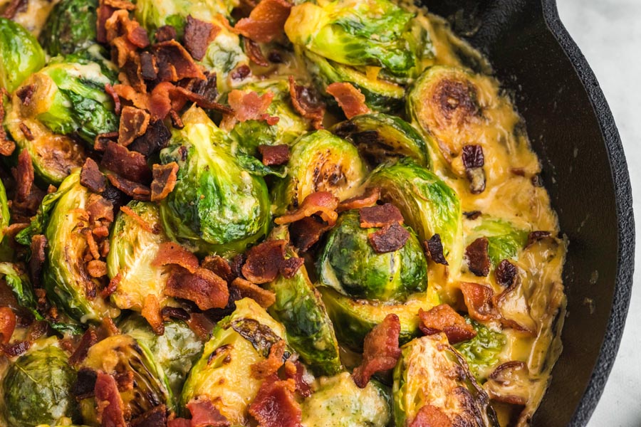 Cast Iron Skillet Brussels Sprouts Bacon Pizza