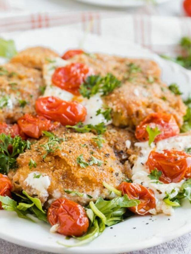 Chicken Cutlets with Burrata and Melted Baby Tomato Sauce Recipe