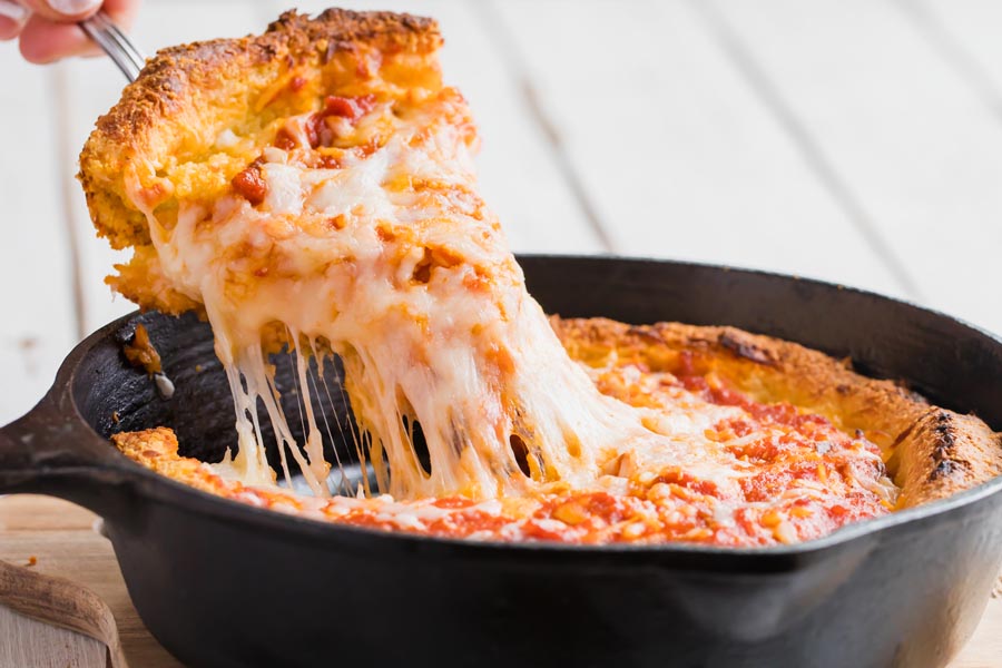 Cast Iron Deep Dish Pizza Recipe (Chicago-Style!) - A Spicy