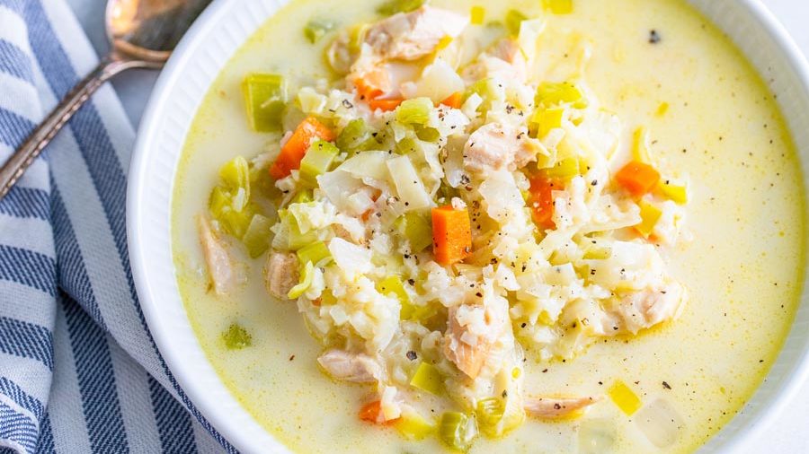 Easy Leftover Turkey Soup Recipe (with Cauliflower Rice)