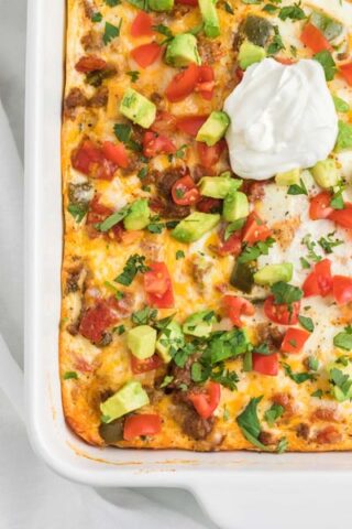 Layered Mexican Breakfast Casserole (Make Ahead Friendly)