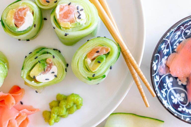 Cucumber Wrapped Sushi Roll - Naruto Roll